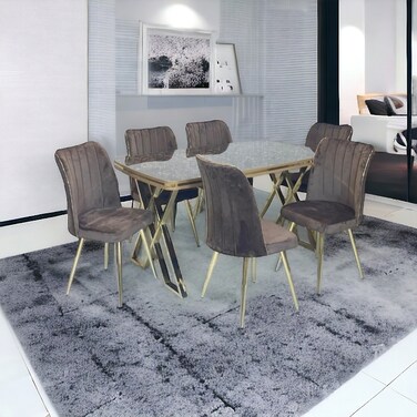 Wooden dining table - 6 chairs, 150x80*75 - coffee