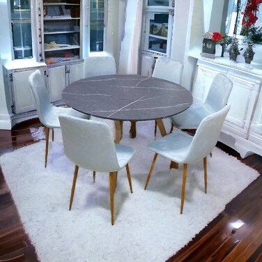 Round dining table 6 chairs
