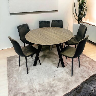 Round dining table 6 chairs