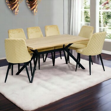 Wooden dining table - 6 chairs