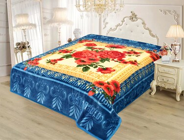 ستارجولد بطانية طبقة مزدوجة جودة كورية ممتازة مصنوعة من البوليستر 100% مناسبة للشتاء وموسم الأمطار 160*220 سم