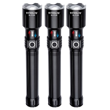 STARLIFE 3 in 1 Combo Rechargeable Laser Flashlight 30W Germany Technology 12000mAh Lithium Battery With Zoomable Function