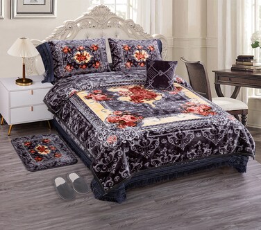 STARGOLD Embossed Luxury Blanket Set of 8 Pieces King Size Super Soft Double Ply Set Blanket