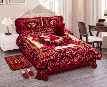 STARGOLD Embossed Luxury Blanket Set of 8 Pieces King Size Super Soft Double Ply Set Blanket