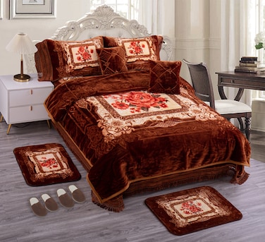 STARGOLD Embossed Luxury Blanket Set of 12 Pieces King Size Super Soft Double Ply Set Blanket