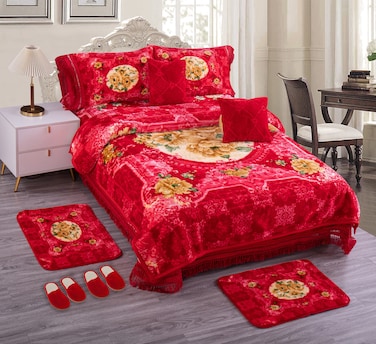 STARGOLD Embossed Luxury Blanket Set of 12 Pieces King Size Super Soft Double Ply Set Blanket