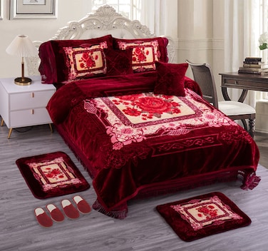 STARGOLD Embossed Luxury Blanket Set of 12 Pieces King Size Super Soft Double Ply Set Blanket