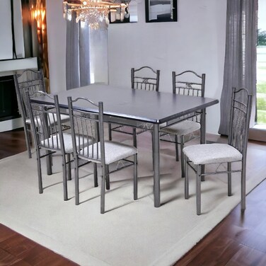 Iron dining table with 6 chairs