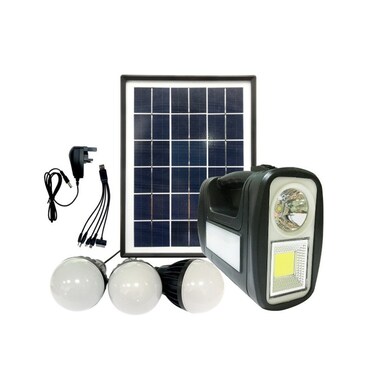نظام الإضاءة الشمسية STARGOLD لوحة طاقة شمسية 5 وات/ 9 فولت 3 لمبات LED مع صندوق التحكم في كابل USB 5 في 1 مع بطارية مدمجة