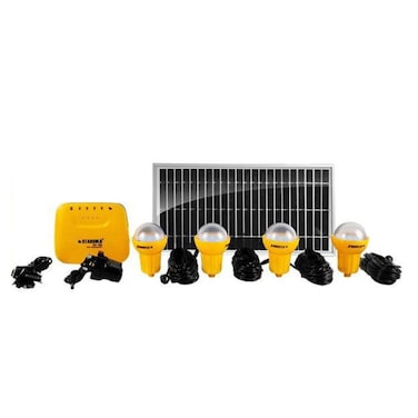 STARGOLD Solar Lighting System 8W/ 6V Solar Panel 4LED Bulbs With 10 In 1 USB Cable Control Box With Built In Battery