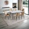 Wooden dining table with 6 chairs, white - light brown
