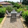 Outdoor seating - 4 seats with glass table - gray