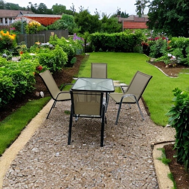 Outdoor seating - 4 seats with glass table - brown