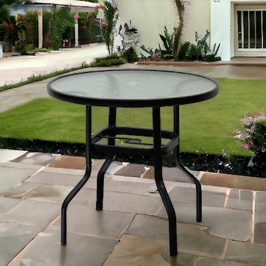 Single outdoor coffee table, clear glass, 80-80 cm