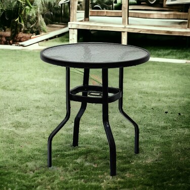 Single outdoor coffee table, clear glass, 70-70 cm