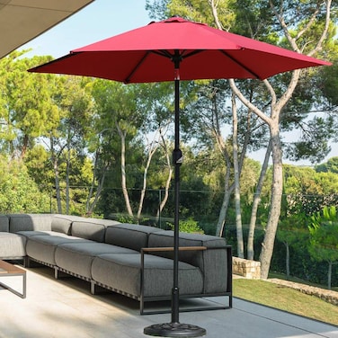 Red folding garden umbrella - 220 x 225 cm