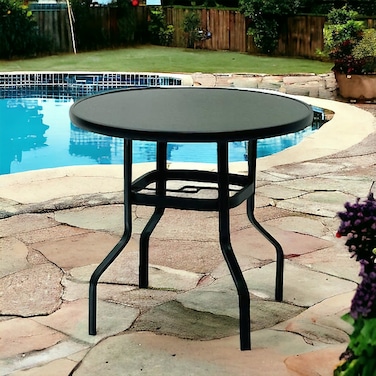 طاولة قهوه مفرد خارجيه زجاج اسود ‎80-80 سم‏