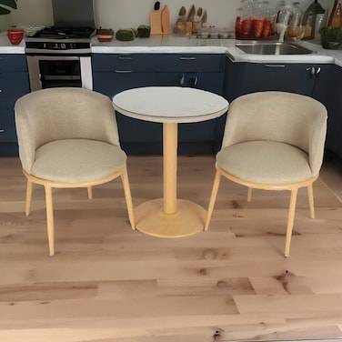 Tea table and 2 chairs set with glass top