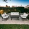 Black-beige outdoor seating 7 seater wooden table