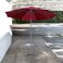 Red illuminated folding garden umbrella, 300 x 285 cm