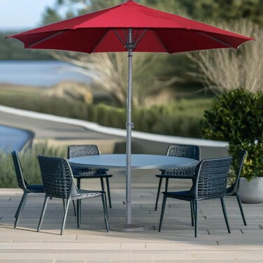 Red folding garden umbrella 300 x 285 cm