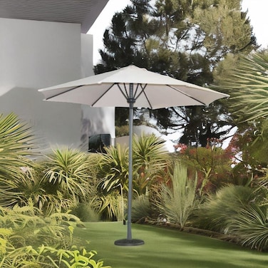 Beige folding garden umbrella, 300 x 285 cm