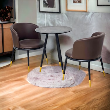 طقم طاولة شاي 2 كرسي  بسطح سيراميك كافيه