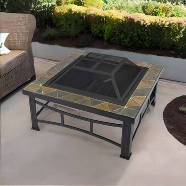 Black metal fire stove, 81 x 81 x 35 cm