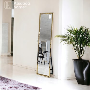 Floor mirror, steel frame - gold - 40-160 cm