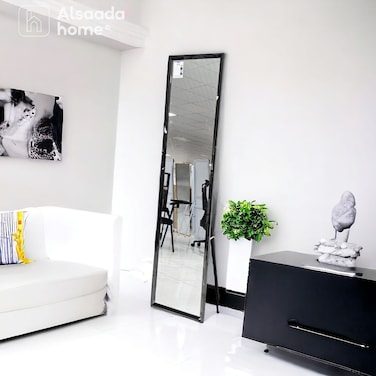 Floor mirror, steel frame - black - 40-160 cm