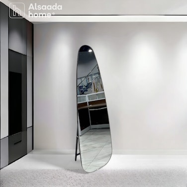 Floor mirror with frame - black - 50-160 cm