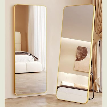 مرآة أرضية اطار ذهبي  معدن80×180 سم