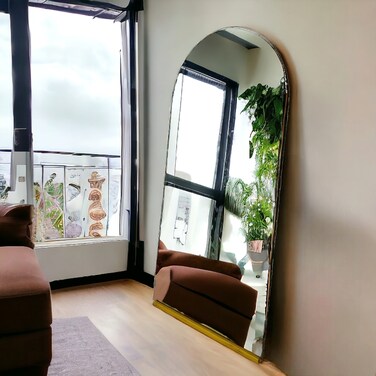 Floor mirror, metal frame + LED stand, 90 x 180 cm