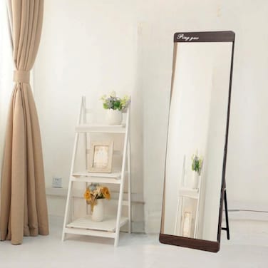 Floor mirror, brown frame, 50-165 cm