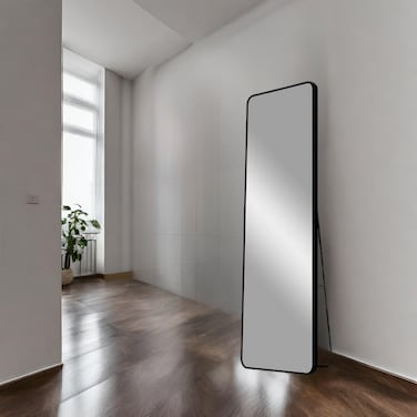 Unbreakable floor mirror, black aluminum frame, 50 x 170 cm