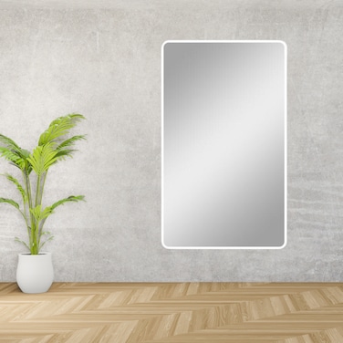 Unbreakable wall mirror, white frame, 100 x 60 cm