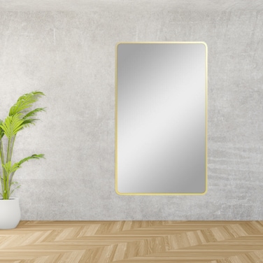Unbreakable wall mirror, golden frame, 100 x 60 cm