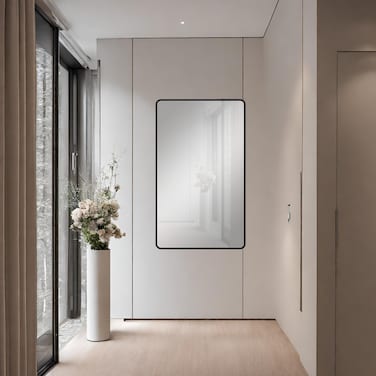 Unbreakable wall mirror, black frame, 120 x 60 cm