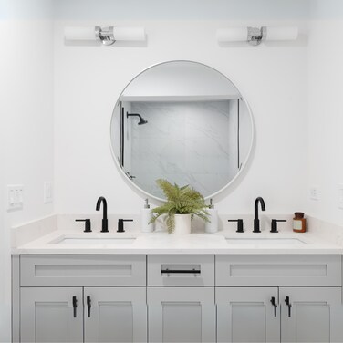 Unbreakable wall mirror, circular, silver frame, 100 x 100 cm