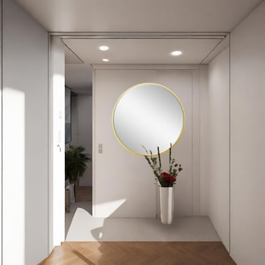 Round wall mirror, gold frame, 80 x 80 cm