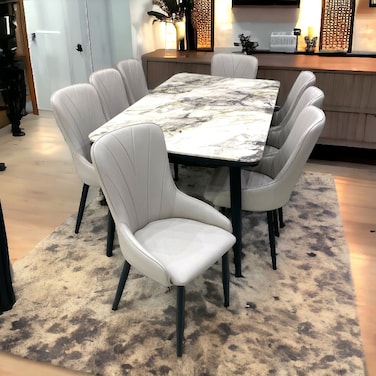 Marble dining table 8 chairs