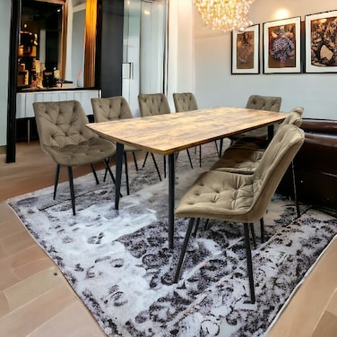 Wood dining table 8 chairs