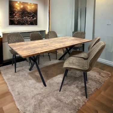 Wood dining table 8 chairs