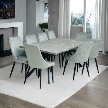 Wood dining table 8 chairs