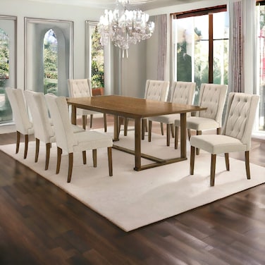 Wood dining table 8 chairs