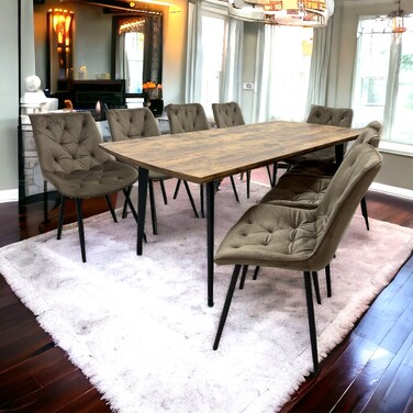 Wood dining table 8 chairs