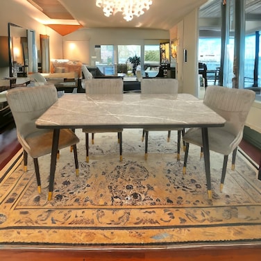 Marble dining table 8 chairs