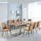 طاولة طعام خشب   - 8 كرسي  مخمل - بني فاتح