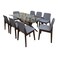 Glass Dining Table - 8 Velvet Chairs - Grey - Brown