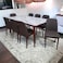 Marble Dining Table Dark Brown - 8 Velvet Chairs